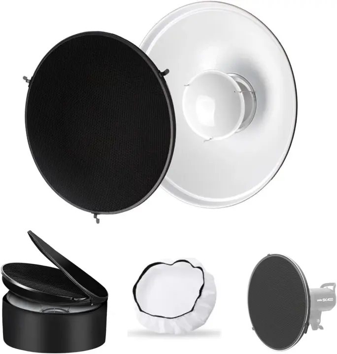 Godox 42cm White Beauty Dish (Bowens Mount) with Grid, Diffuser & Bag